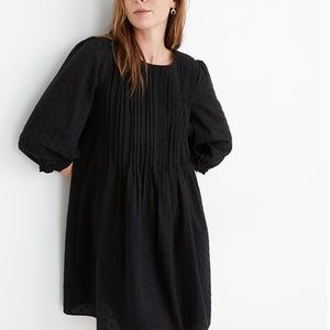 Embroidered Pintuck Mini Dress